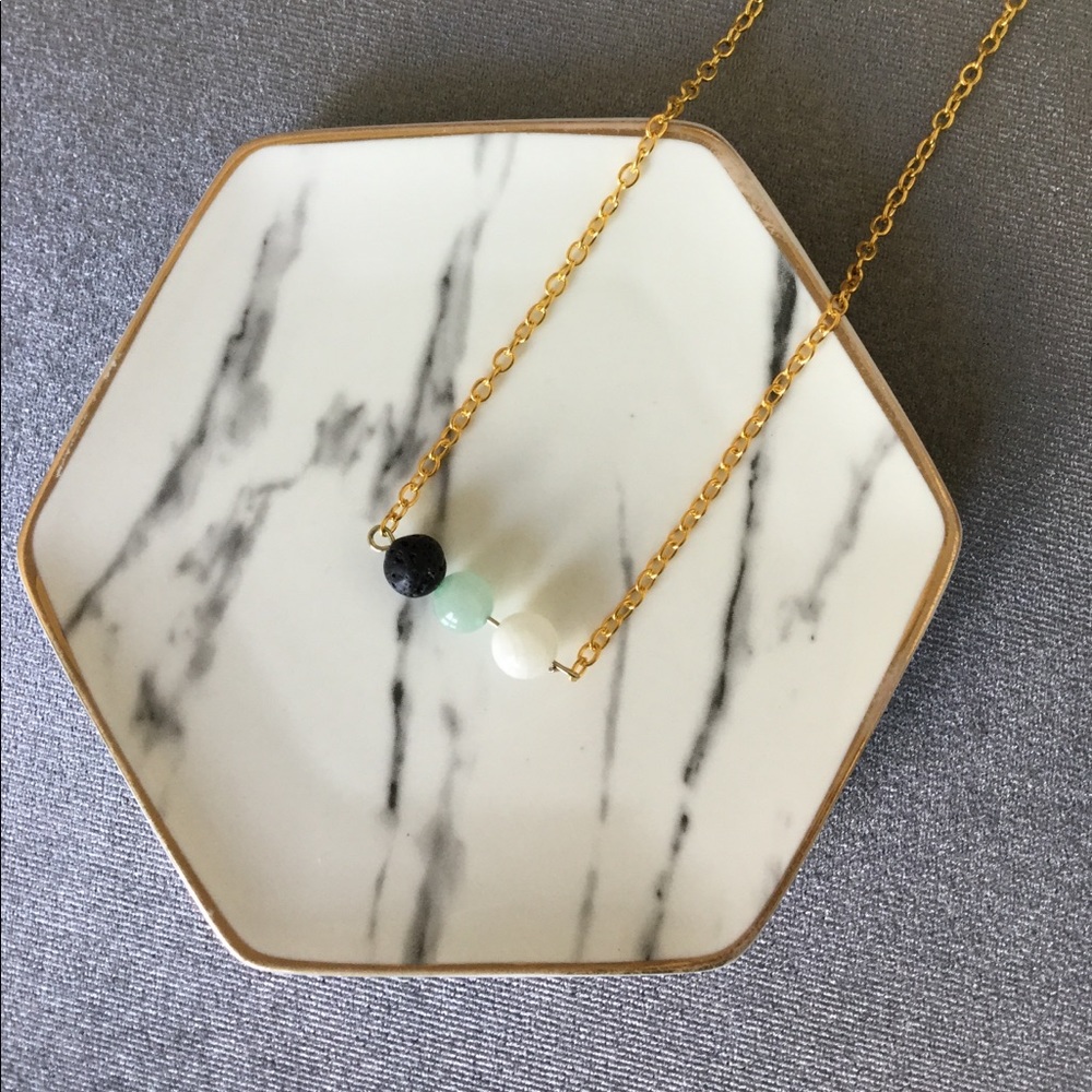 🎉HP🎉Lava Diffuser Rock Necklace w/ Jade Crystal